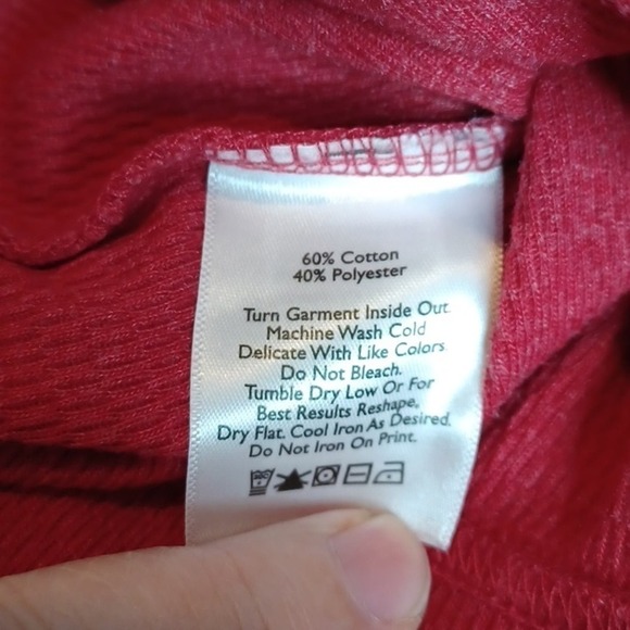 Eddie Bauer SM Red Thermal Top Blouse Shirt Waffle Snowflake Nordic Small S - Picture 4 of 4